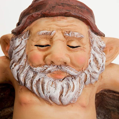 Bits and Pieces - Gnome Relaxing Pool - Elf Birdbath Garden Art Statue - Outdoor Garden Decor Sculpture