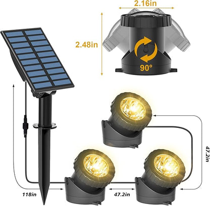 T-SUN Solar Pond Lights, 3-in-1 Warm White LED Submersible Light with 2 Light Modes, IP68 Waterproof Floating Underwater Lights for Outdoor Ponds, Garden Fountain, Decorative Aquascape