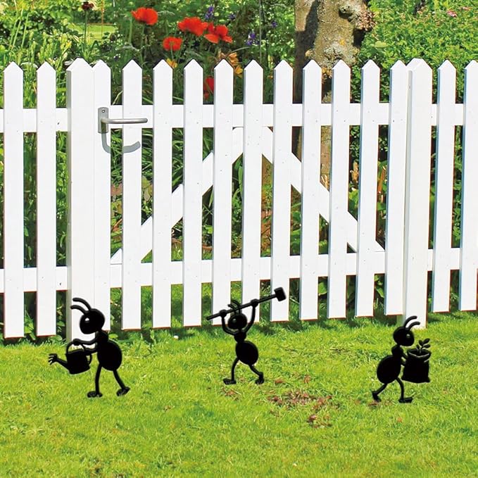 SUPERDANT 3PCS Industrial Ant Metal Garden Yard Art Decor Black Silhouette Outdoor Iron Art Decoration Garden Stakes Statues Ornament Crafts for Backyard Parks Lawns Outdoor Spaces