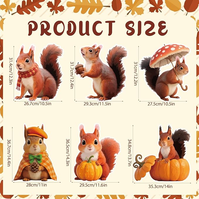 6Pcs Thanksgiving Yard Signs Stakes,The Nut Squirrel Pumpkin Fall Outdoor Decorations for Home Outdoor Yard Patio Lawn Decor, Garden Decorations