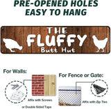 The Fluffy Butt Hut Chicken Sign 4"x16" - | Chicken Coop Accessories for Chicken Feeder - Chicken Gifts for Chicken Lovers | Funny Chicken Decor Signs for Chicken Nesting Box