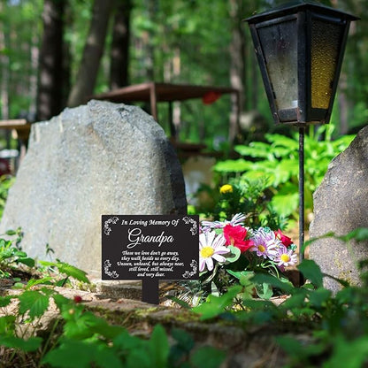Roowest Cemetery Grave Decorations Acrylic Memorial Stakes Grave Stake Markers Sympathy Garden Plaque Waterproof Remembrance Sympathy Gift for Cemetery Graveside Outdoors Yard(Grandpa)