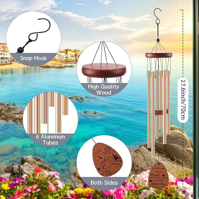 Friendship Wind Chimes Gifts for Women - Inspirational Long Distance Bestie Friendship Birthday Gifts Ideas Female Garden Decoration Personalized Christmas Windchimes for Women Best Friend Soul Sister