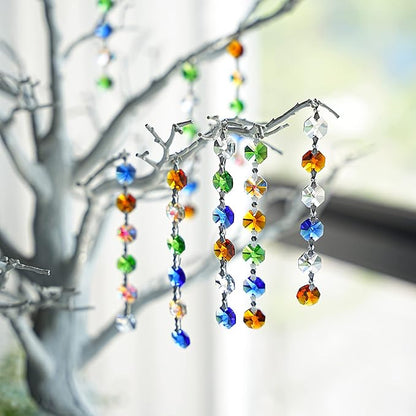 H&D 100pcs Multi Color Sun Catchers Crystal Glass 14mm Octagon Chandelier Beads for Suncatchers Wedding Home Window Garden Hanging Decor