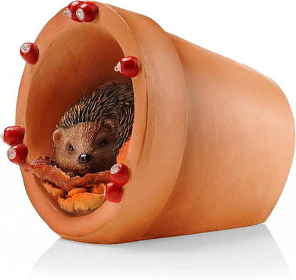 Muldale Hedgehog Garden Statue Solar Light - Hedgehog Ornament Outdoor - Solar Powered Yard Decor for Outside - Hand Painted Floral Light Up Ornament 5.75"