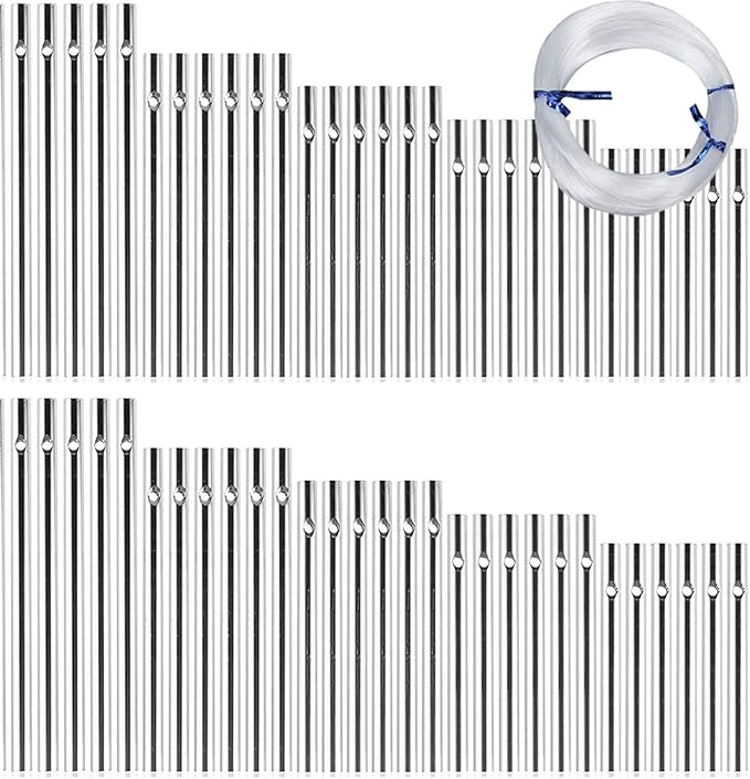 60 Pieces Wind Chime Tubes Parts Supplies Windchime String Metal Tubes for Crafts DIY Wind Chimes for Adults Arts and Crafts