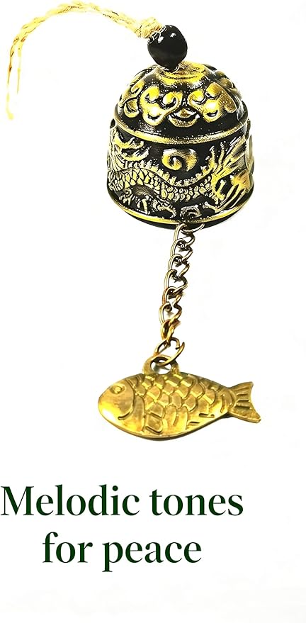 2pcs Vintage Style Feng Shui Wind Chimes - Handcrafted Metal Dragon Fish Decor for Patio & Home