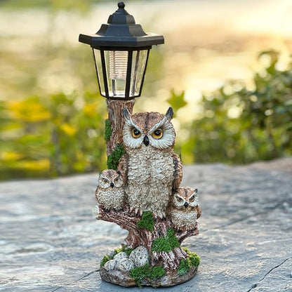Solar Garden Owl Statue Lights,Large Owl Figure with Solar Lights Lantern,for Outdoor Landscapes, Courtyards, Paths,Outside Patio Lawn Sculpture Decorated，Gifts for Women, Owl Lover