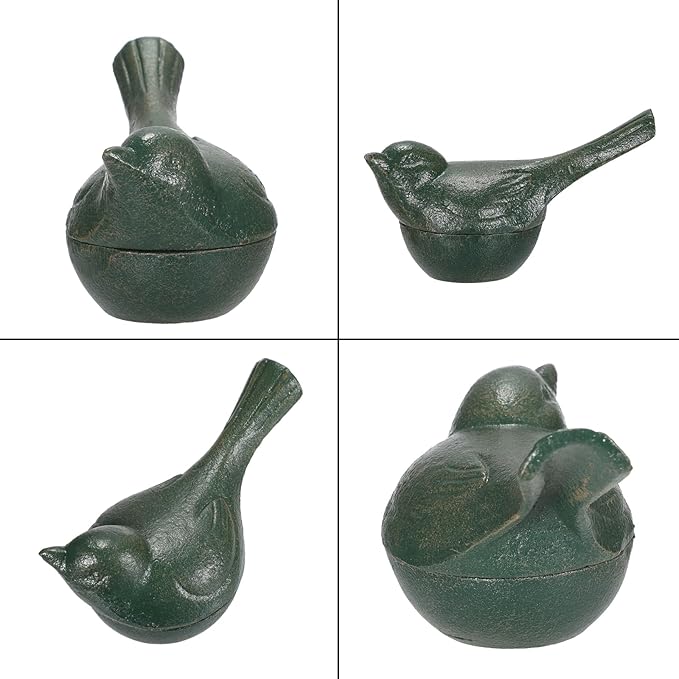 JUXYES Bird Cast Iron Key Hider Outside Spare Door Key Box Outdoor Small Garden Statues Ornament, Bird Indoor Decoration Jewelry Trinkets Box for Key, Ear Studs, Ring, Paper Clip