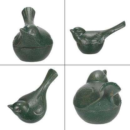 JUXYES Bird Cast Iron Key Hider Outside Spare Door Key Box Outdoor Small Garden Statues Ornament, Bird Indoor Decoration Jewelry Trinkets Box for Key, Ear Studs, Ring, Paper Clip