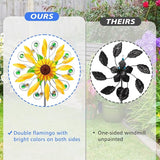 Sunflower Wind Spinner for Garden, Double Wind Sculpture Sunflower Wind Spinner for Garden Patio Yard Decor