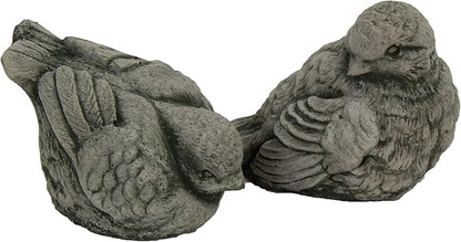 European Robin Birds Pair Concrete Statues Cement Figurines Cast Stone Yard Art