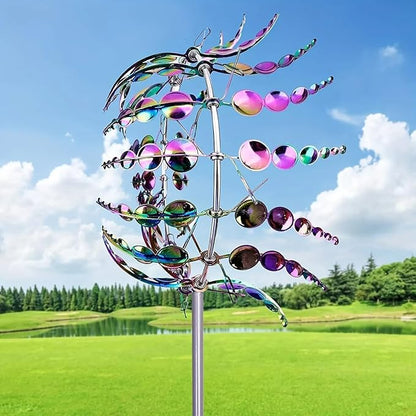 Magical Metal Windmill for Backyards,3D Kinetic Wind Sculpture for Yard & Garden, Outdoor Metal Windmill Decor with Spinning Blades for Patio, Lawn, Backyard