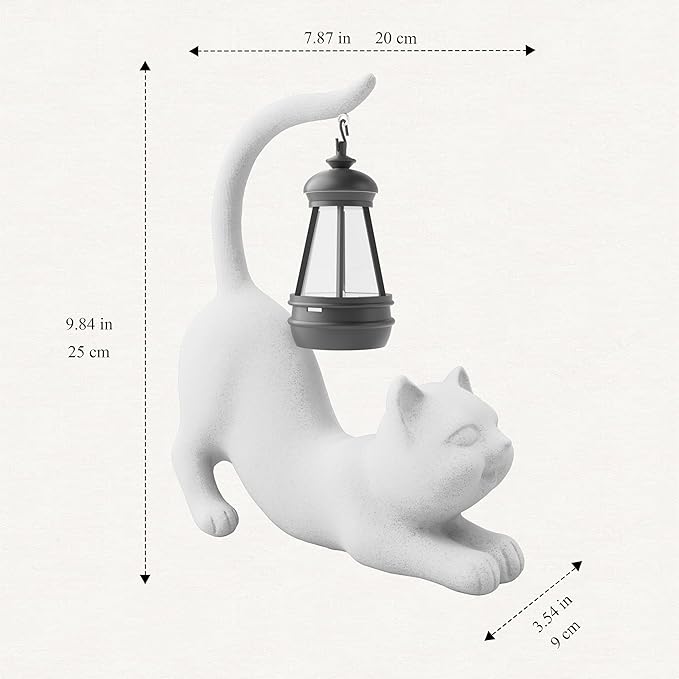 Elephant/Cat Sculpture Lantern Decor - Outdoor Lanterns&Indoor Statue Decorations for Garden,Yard,Porch,Home,Balcony - Gifts for Birthdays,Christmas,Children,Friends,Family,Mom,Women (W - Tail)