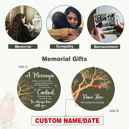 ASTARIN Cardinal Memorial Wind Chimes, 36" Personalized Name Sympathy Wind Chime, Windchimes in Memory of Loved One, Bereavement Condolence Gift for Loss Mom Dad Sister Son(Produced in USA)