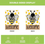 AVOIN colorlife Summer Polka Dot Bee Welcome House Flag 28x40 Inch Double Sided Outside, Seasonal Holiday Burlap Yard Outdoor Decoration