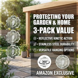 12PCS Stainless Steel Bird Deterrent Wind Spinners for Outside – Reflective Outdoor Bird Repellent Hanging Ornaments, Humane Pigeon Scarer for Yard Garden, Balcony, Patio, Roof & Window (12, Flower)