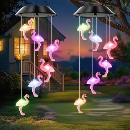 Flamingo Solar Wind Chimes Color Changing Solar Lights Outdoor Waterproof LED Wind Chimes Solar Powered Lights for Party Yard Garden Christmas Decoration Birthday Gifts for Mom Grandma
