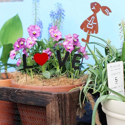 12"H Mother's Day Metal Yard Sign Love Letter Decorative Garden Stake for Plant Pot Flower Bed Indoor Outdoor Patio Lawn Decor