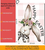 Happy Easter Bunny House Flag 28x40 Inch Double Sided, Easter Rabbit Large Garden Flags for Outside Decor, Spring Summer Holiday Yard Flag Outdoor Seasonal Decorations for Home