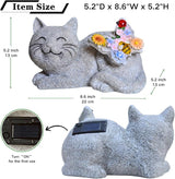 Solar Cat Garden Statue with LED Lights, Waterproof Resin Outdoor Cat Decor, Patio Lawn Yard Ornament, Unique Gifts for Women Mom