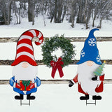 Hausse 2 Pack Garden Metal Gnome Stakes, 33 Inch Christmas Decorative Gnomes Stakes, Yard Signs for Outdoor Decorations, Holiday New Year Spring Home Tomte Decor for Lawn Pathway Patio