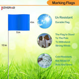50Pack Blue Marking Flags, JIZHGRAD 13x4x5 Inch Marker Flags Use for Yard & Lawn, Boundary & Dog Training, Survey & Landscape, Sprinkler & Surveyor, Garden & Construction, High Visibility, Sturdy, Versatile, UV & Weather Resistant