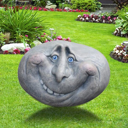 1PC Funny Face Rock Art Sculpture Decoration Yard Art Face Resin Sculpture Mystical Garden Stones for Indoors Outdoors Patio