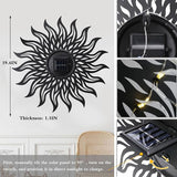 VCUTEKA 20" Sun Metal Wall Art Outdoor Decor Solar Decoration Metal Wall Sculpture Hanging Garden for Indoor Outdoor Patio Fence Decoration Black