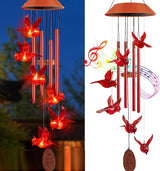 Solar Cardinal Wind Chimes Outdoor Solar Lights Cardinal Red Bird Windchimes Waterproof Hanging Decorations for Garden Patio,Gifts for Women Birthday Thanksgiving Party