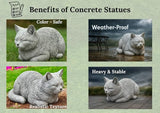 Garden Cat Statue Concrete Pet Memorial Gift Outdoor Sculpture Crouching Kitty Yard Figure Sympathy Gift for Pet Lovers Patio Ornament Cement Kitten Statuary