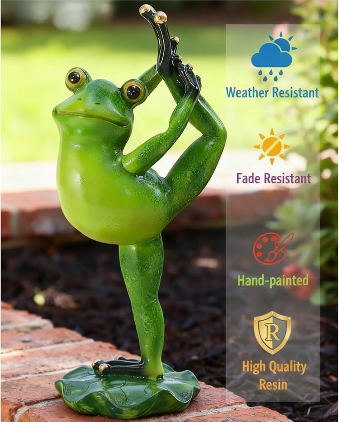 Cute Statues Frog Statue Outdoor Garden Sculptures for Yard Lawn Resin Animal Figurines Yoga Art Backyard Decor(Dancing)