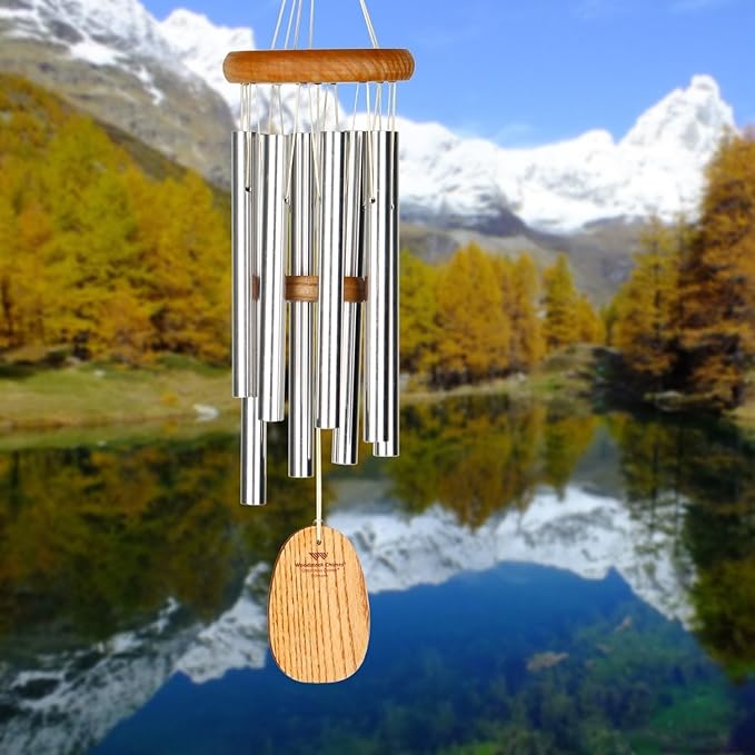 Woodstock Wind Chimes for Outside, Garden, Patio, Porch and Outdoor Decor (17") Gregorian Chimes Soprano Silver Wind Chime (GSS)