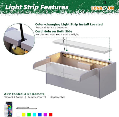 Longrun Pond Waterfall Box with Pump Kit, Transparent Acrylic Pond Waterfall Spillway with 680 GPH 3000L/H Pump for Ponds, Pond Spillway Color-Changing LED Light Strip for Garden (11.8")