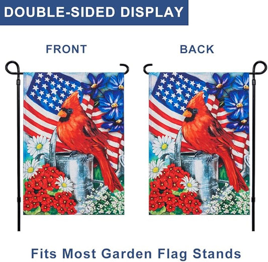 Patriotic 4th of July Garden Flag, hogardeck Double Sided 12.5x18 Inch Bird Fourth of July Decorations, Memorial Day Independence Day Floral Outdoor Yard Decor