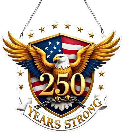 250th Anniversary America Suncatchers with Flag Designs Eagle Pattern Acrylic Sun Catcher 1776-2026 Years Patriotic Windows Decorations Independence Day Supplies for Party