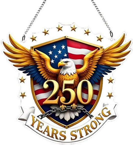 250th Anniversary America Suncatchers with Flag Designs Eagle Pattern Acrylic Sun Catcher 1776-2026 Years Patriotic Windows Decorations Independence Day Supplies for Party