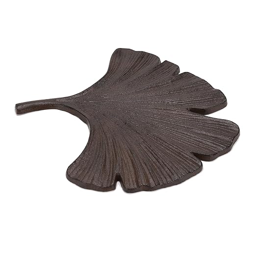 BRASSTAR Cast Iron Ginkgo Leaf Shape Modeling Stepping Stone Garden Lawn Flower Bed Outdoor Farmland Decor TQGJPT827