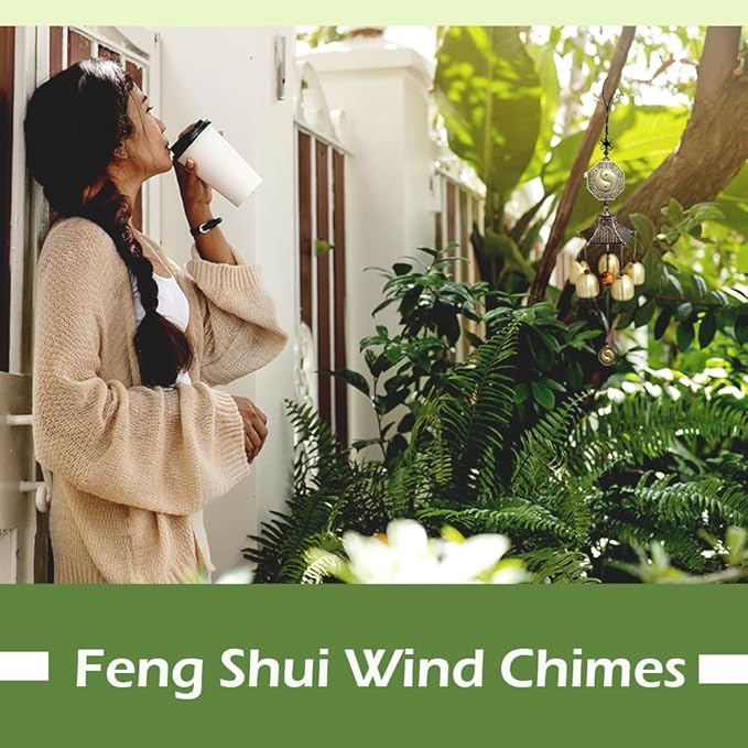 Vintage Lucky Wind Chimes Metal Bronze Bells Feng Shui Outdoor Living Wind Chimes for Outdoor Garden Patio Hanging Decor Gift