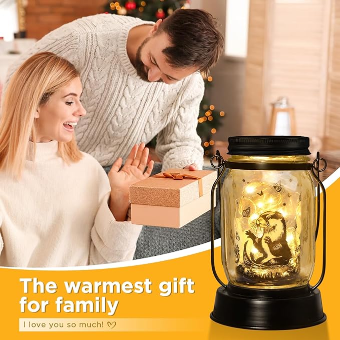 kyoryuger Otter Gifts for Women/Men River Otter Lovers Solar Lantern Mom Birthday, Mothers Day, Animal Solar Garden Decoration Outside for Yard, Patio,Backyard,Porch