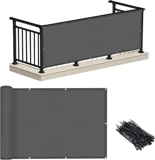 LOVE STORY Balcony Privacy Screen, 2.5'x6' Deck Shield Screen Fence Cover,UV Protection and Weather-Resistant,3 FT Height for Deck, Patio, Backyard, Outdoor Pool, Porch, Railing, Dark Grey