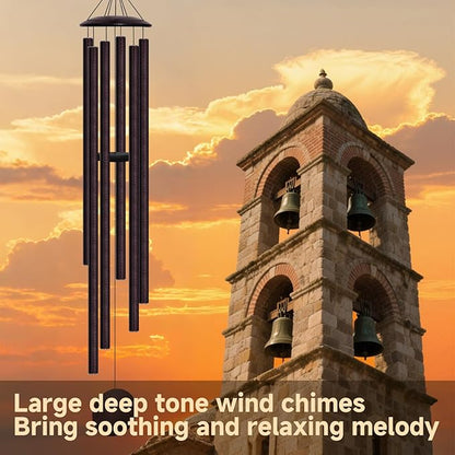 66" Extra Large Wind Chimes for Outside Deep Tone, 6 Thick and Bold Aluminum Tubes Tuned Relaxing Melody Wind Chime, Big Wind Chimes for Garden Patio Decor, Great Gift Idea for Mother's Day (Bronze)