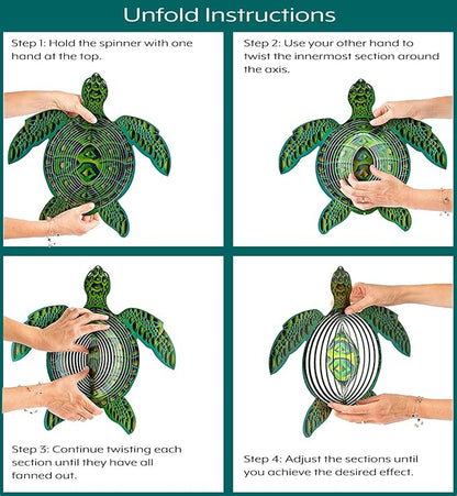 ISEO XL Turtle Wind Spinner for Yard and Garden, Hanging Outdoor Decor, Yard Art, Porch and Patio Decorations, Metal Wind Spinners Outdoor, Weather Resistant, 15”