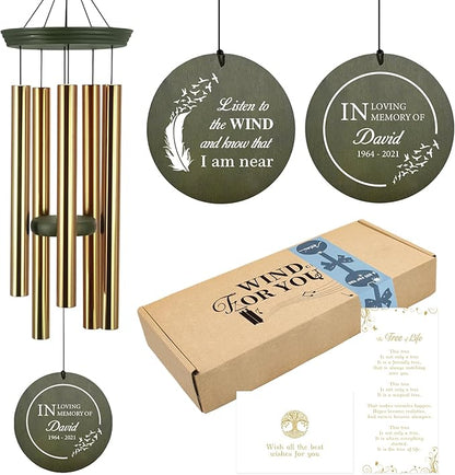 ASTARIN Memorial Angel 36" Wind Chimes, Personalized Name Sympathy Wind Chime, in Memory of Loss Mom Loved One, Large Deep Tone Bereavement Windchimes for Outdoors Outside(Produced in USA)