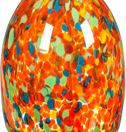 Evergreen Garden Colorful Art Glass Wind Chime | Orange Amber| Solid Wood Striker | Natural Deep Tone | 8 Inches Tall | Beautiful Gift for Patio, Garden, Outdoor Home Decor