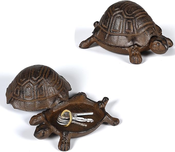 Key Hider Outdoor Turtle - Cast Iron Turtle Hidden Key Holder for Outside, Yard and Decoration Garden, Hide A Key Outdoor
