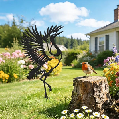 SUPERDANT Metal Crane Garden Decor for Outside Zen Bird Yard Stakes for Decorations Outdoor Statues Iron Art Stake Decorative Silhouette Lawn Ornament Patio Porch Farmhouse Decoration Gifts