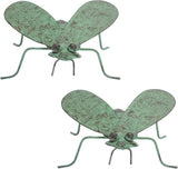 Melrose International Metal Bee Decor Set of 2 - Rustic Copper Garden Bumble Bee Iron Accents - Green