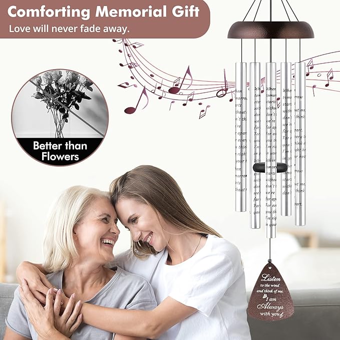 Sympathy Gift Wind Chimes for Outside - Memorial Wind Chimes for Loss of Loved One Mother Father, Memorial Gifts in Memory of Loved One, Breavement Gifts for Condolence Remembrance, Bronze