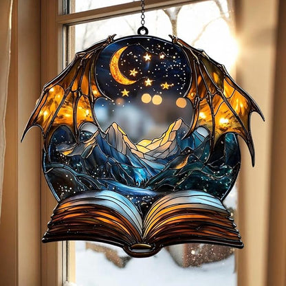 Bookshelf Acrylic Suncatcher, Book Suncatchers for Window Hangings, Bookish Gifts for Readers Book Lovers Bookworm, Gift for Mother's Day, Women, Mom, Wife, Grandma